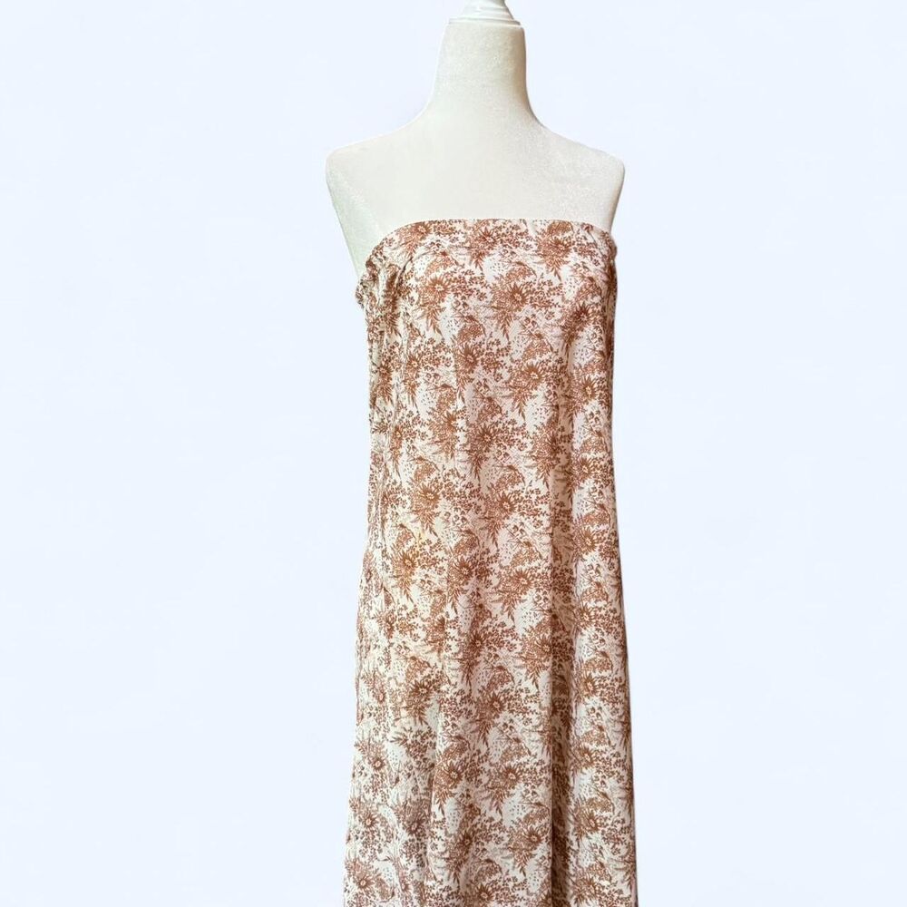 Vintage 70’s handmade tan and cream floral print strapless dress/skirt
